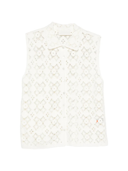  Bompard Openwork Crochet Shirt Vest - White 