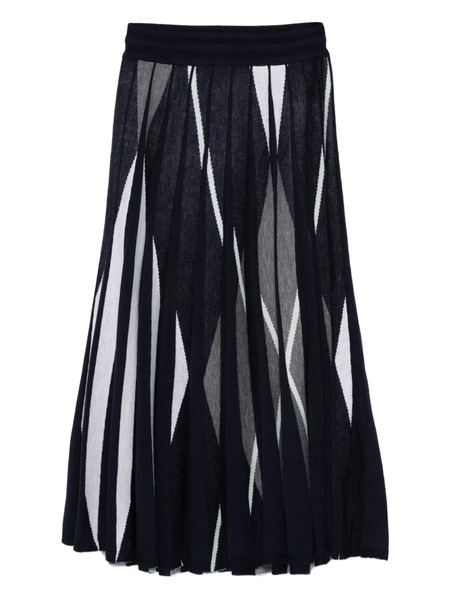 Bompard Pleated Cashmere Midi Skirt - Blue 