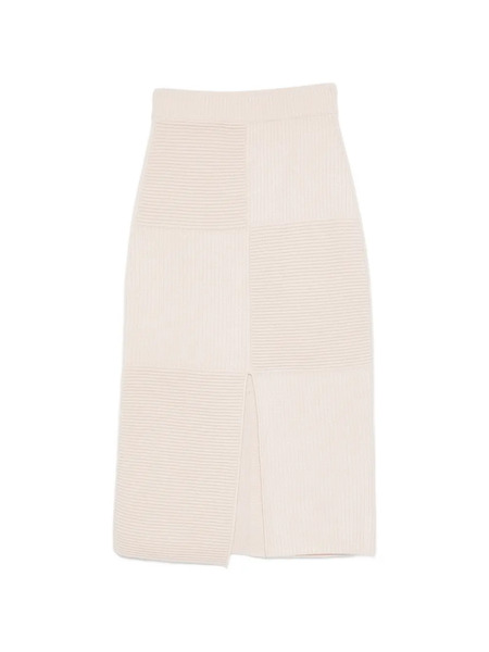  Bompard Ribbed Front-slit Midi Skirt - Neutrals 