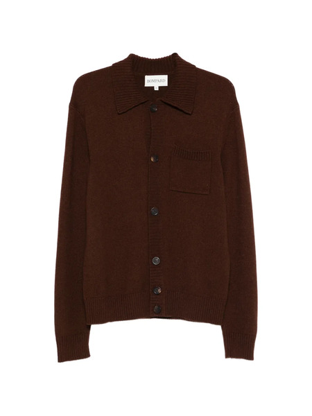  Bompard Ribbed Shirt-collar Cardigan - Brown 