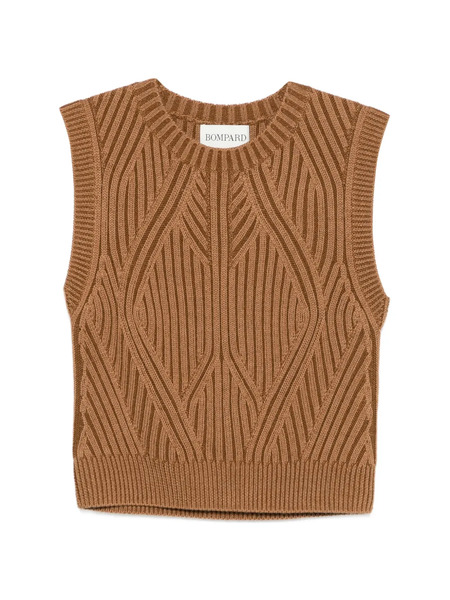  Bompard Ribbed Sleeveless Vest - Brown 