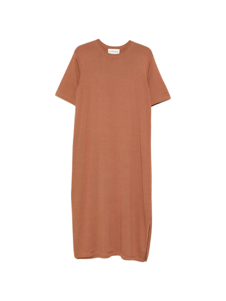  Bompard Short-sleeve Side-slit Midi Dress - Brown 