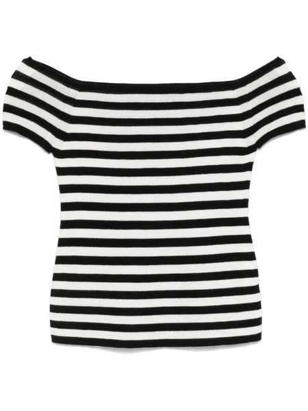  Bompard Striped Bardot Top - White 