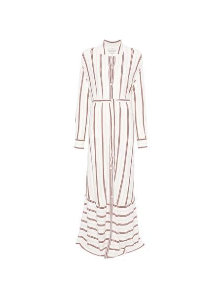 Bompard Striped Maxi Shirt Dress - White 