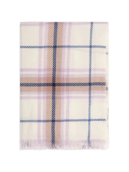  Bompard Tartan Fringed Scarf - Neutrals 