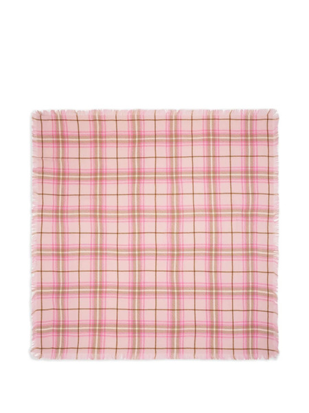  Bompard Tartan Fringed Scarf - Pink 