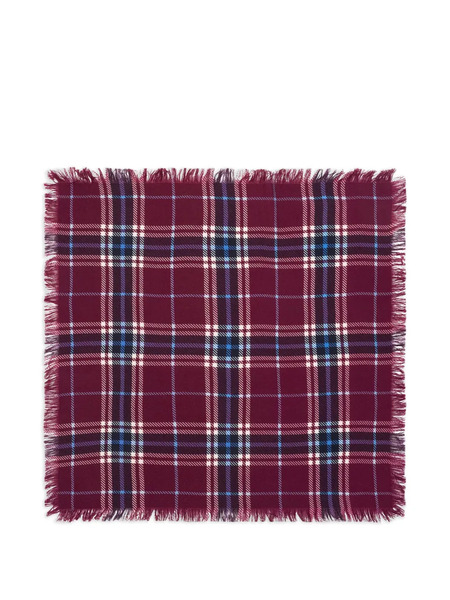  Bompard Tartan Fringed Scarf - Red 
