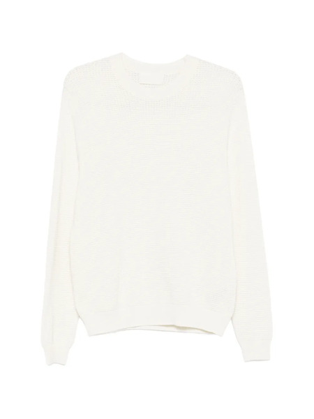  Bompard Waffle-knit Round-neck Sweater - White 