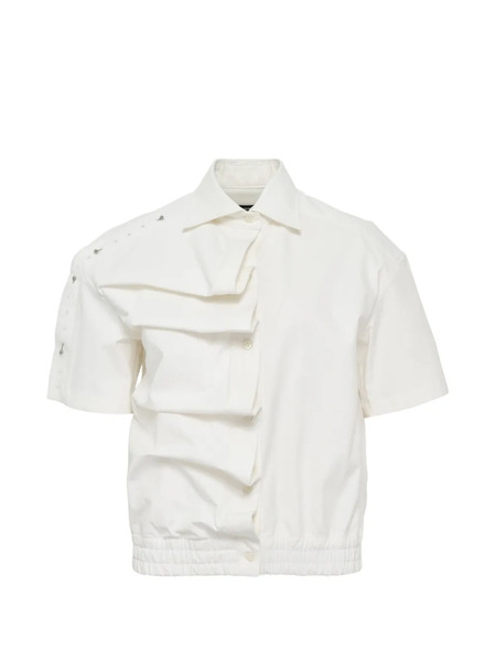  Bonbom Asymmetric Shirring Shirt - White 