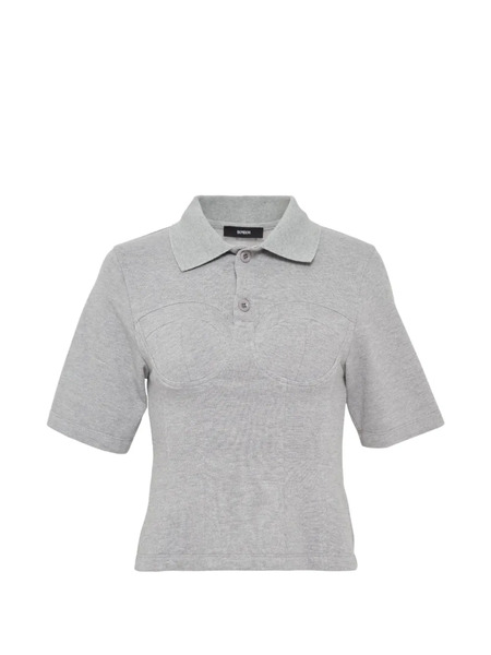  Bonbom Corset Pique Polo Top - Grey 