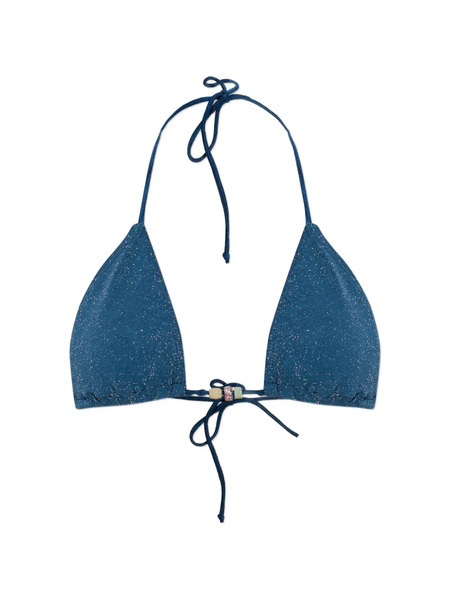  Bond-eye Beaded Triangle Bikini Top - Blue 