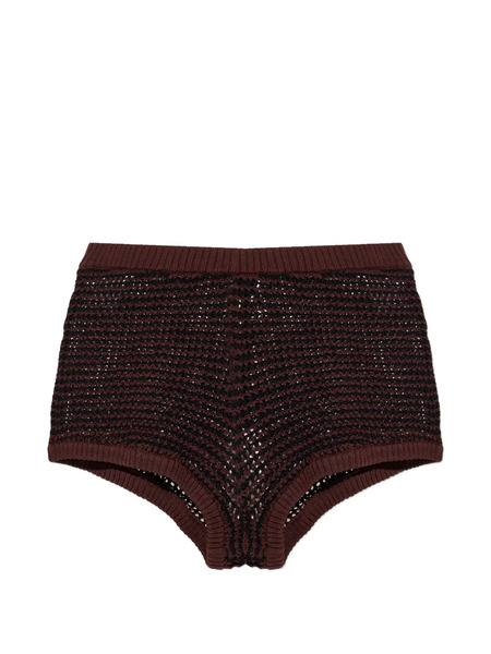  Bond-eye Ribbed Knit Shorts - Brown 