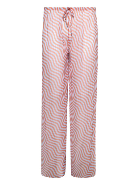  Bond-eye Riley Wave-print Drawstring Trousers - Orange 