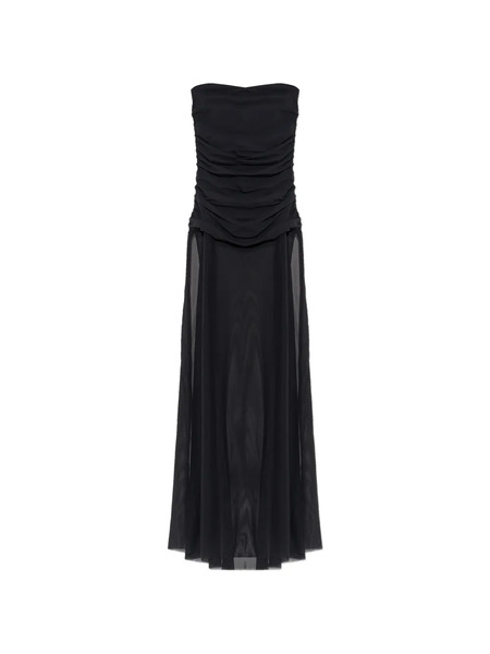  Bond-eye Ruched Bare Maxi Dress - Black 