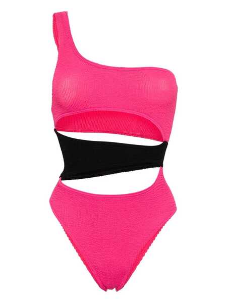  Bond-eye Splice Cut-out Smocked Swimsuit - Pink 