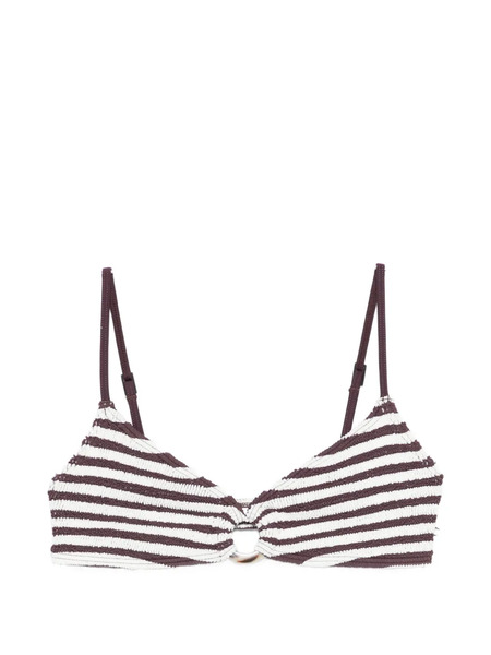  Bond-eye Striped Bikini Top - Brown 