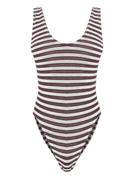  Bond-eye Striped Swimsuit - Brown 