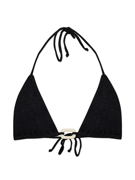  Bond-eye Textured Ring Detail Bikini Top - Black 