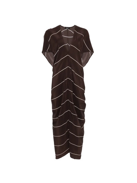  Bondi Born V-neck Striped Midi Dress - Brown 