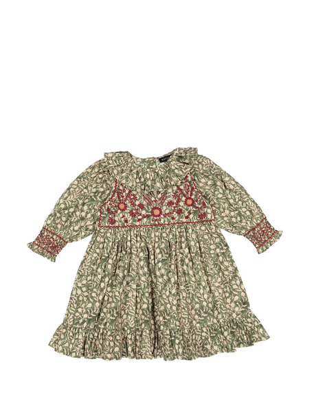  Bonjour Floral Embroidered Dress - Green 