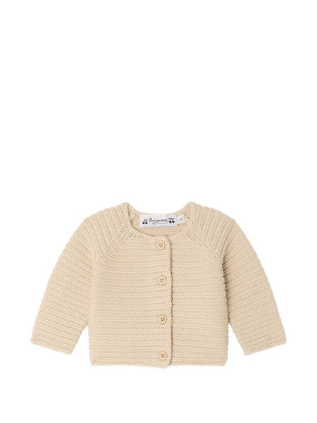  Bonpoint Button Round-neck Cardigan - Neutrals 