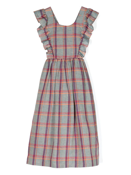  Bonpoint Carole Checked Linen Dress - Blue 