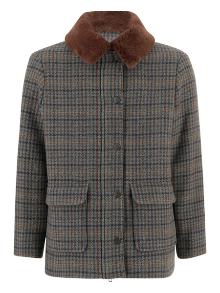  Bonpoint Check-pattern Coat - Grey 