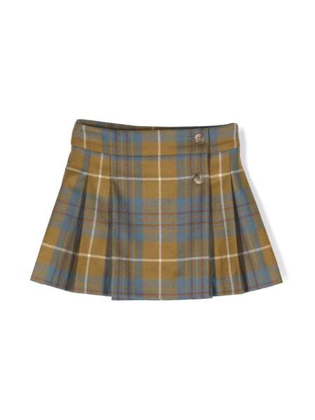  Bonpoint Check-print Pleated Skirt - Green 