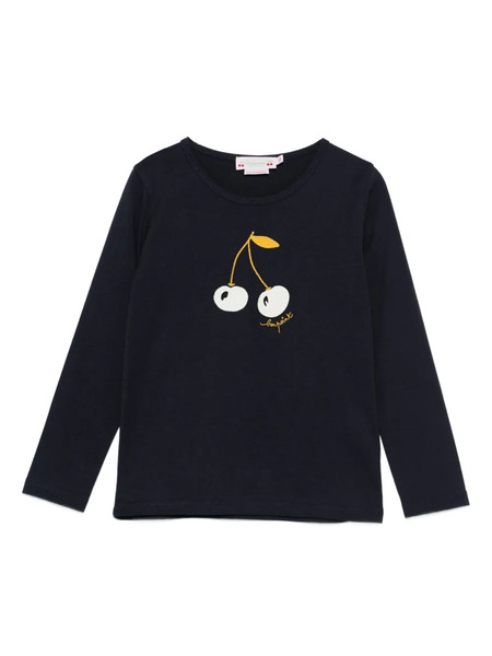  Bonpoint Cherry-print Long-sleeve T-shirt - Blue 