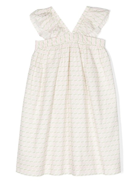  Bonpoint Cherry-print Ruffle Dress - White 