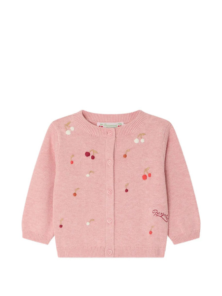  Bonpoint Claudie Embroidered Cardigan - Pink 