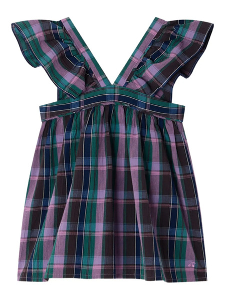  Bonpoint Elea Ruffled Plaid Blouse - Purple 