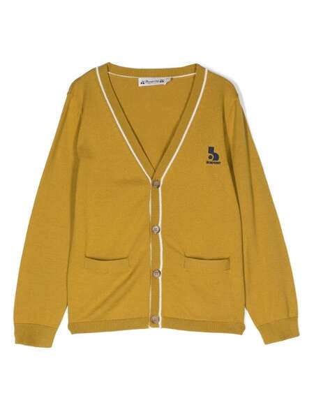  Bonpoint Embroidered Logo Cardigan - Yellow 