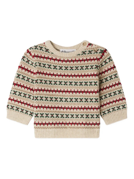  Bonpoint Fair-isle Button-placket Sweater Knitwear - Neutrals 
