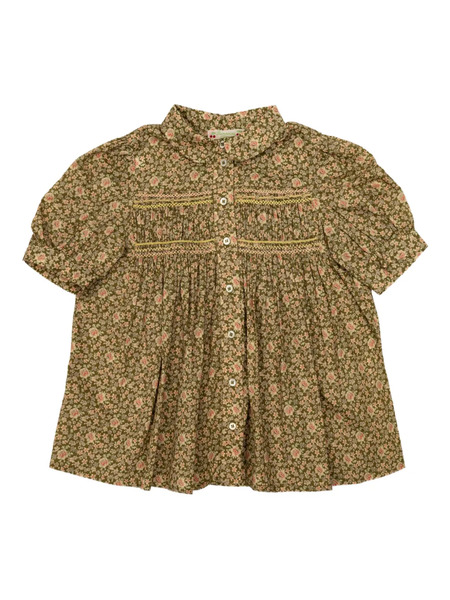  Bonpoint Floral Button Top - Green 