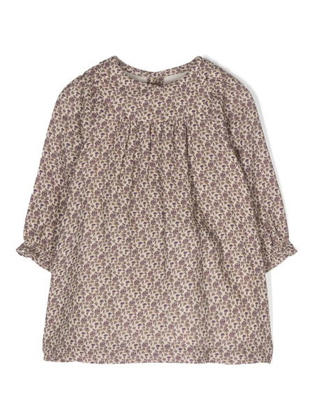 Bonpoint Floral-print Button-up Flared Dress - Neutrals 