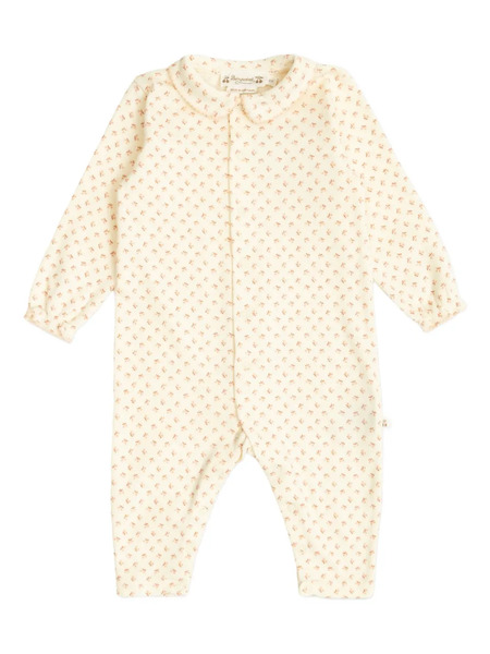  Bonpoint Floral-print Collared Babygrow - Neutrals 