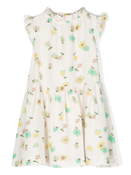  Bonpoint Floral-print Silk Ruffled Dress - Neutrals 