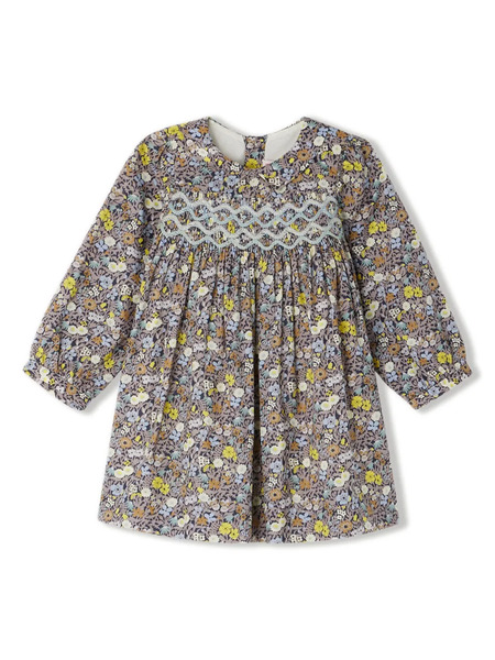  Bonpoint Floral-print Smocked-panel Dress - Yellow 