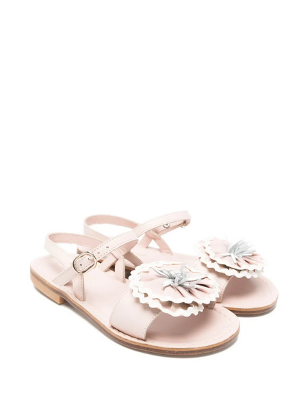  Bonpoint Flower Appliqué Sandals - Pink 