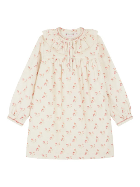  Bonpoint Frilled-collar Floral Cotton Dress - Neutrals 