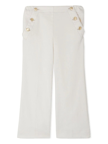  Bonpoint Gaetane Buttoned Wide-leg Trousers - Neutrals 