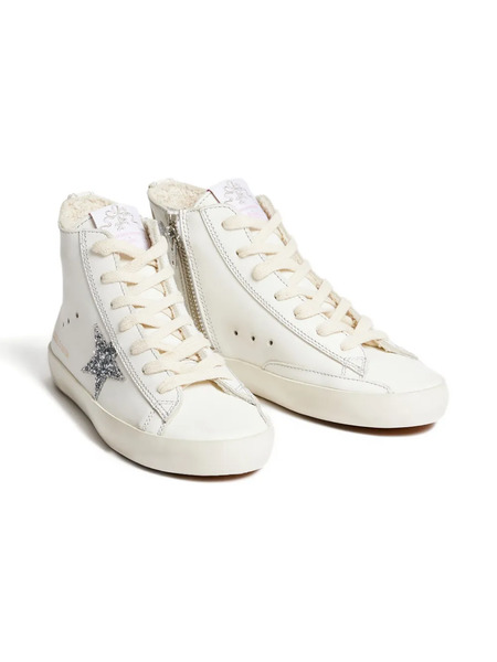  Bonpoint Glitter-star Zip-up Sneakers - White 