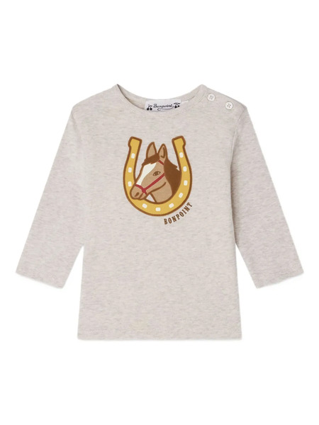  Bonpoint Horse-head Print T-shirt - Neutrals 