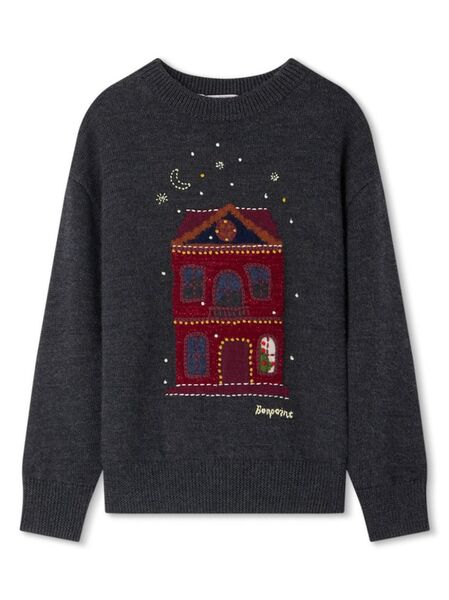  Bonpoint Intarsia-knit Wool Jumper - Grey 