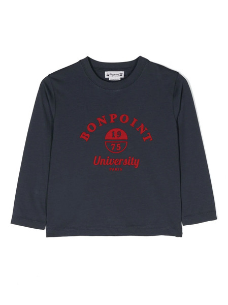  Bonpoint Logo-print Long-sleeve T-shirt - Blue 
