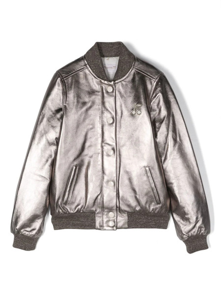 Bonpoint Metallic-effect Leather Jacket - Silver 