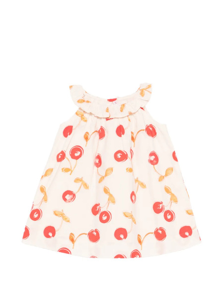  Bonpoint Niniki Ruffled Cherry-print Dress - Neutrals 