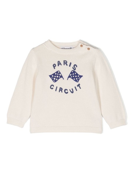  Bonpoint Paris Circuit-print Cotton-blend Jumper - White 