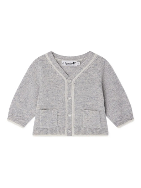  Bonpoint Patch-pocket Button Cardigan - Grey 